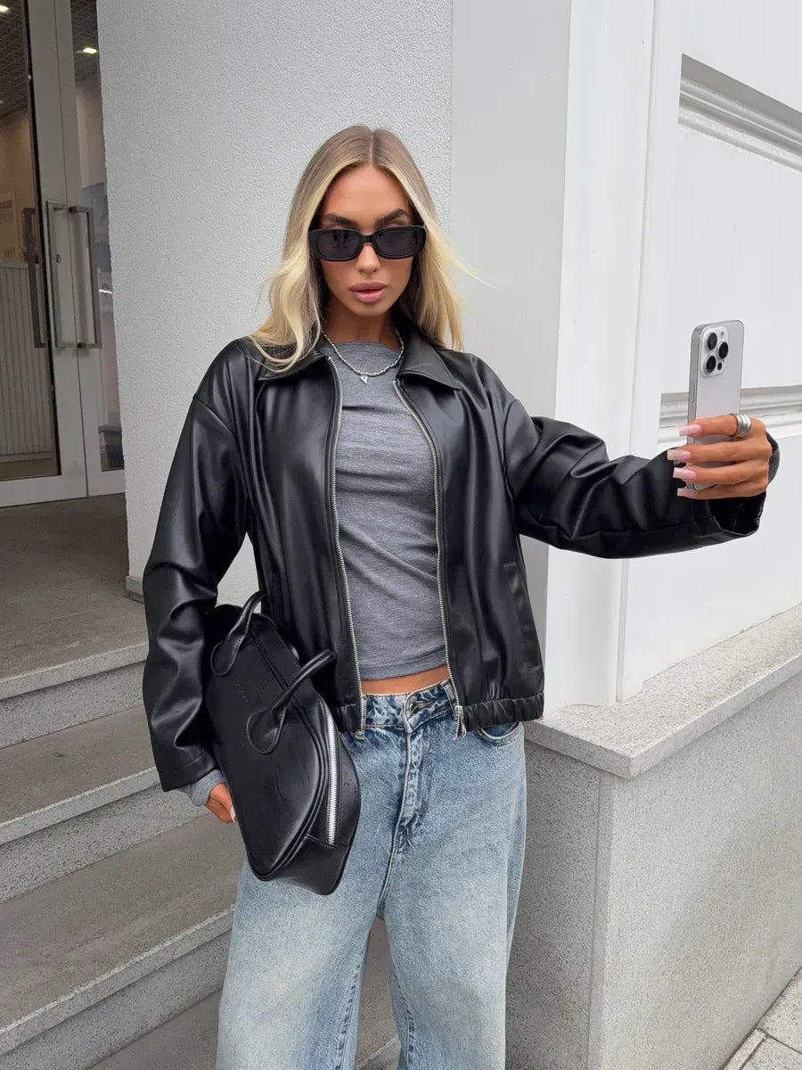 Oversized Leather Jacket